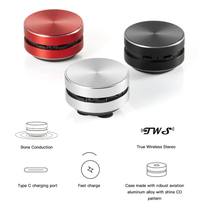 Mini Caixa de Som Bluetooth com Condução Óssea – Portátil, Sem Fio e com Áudio Estéreo